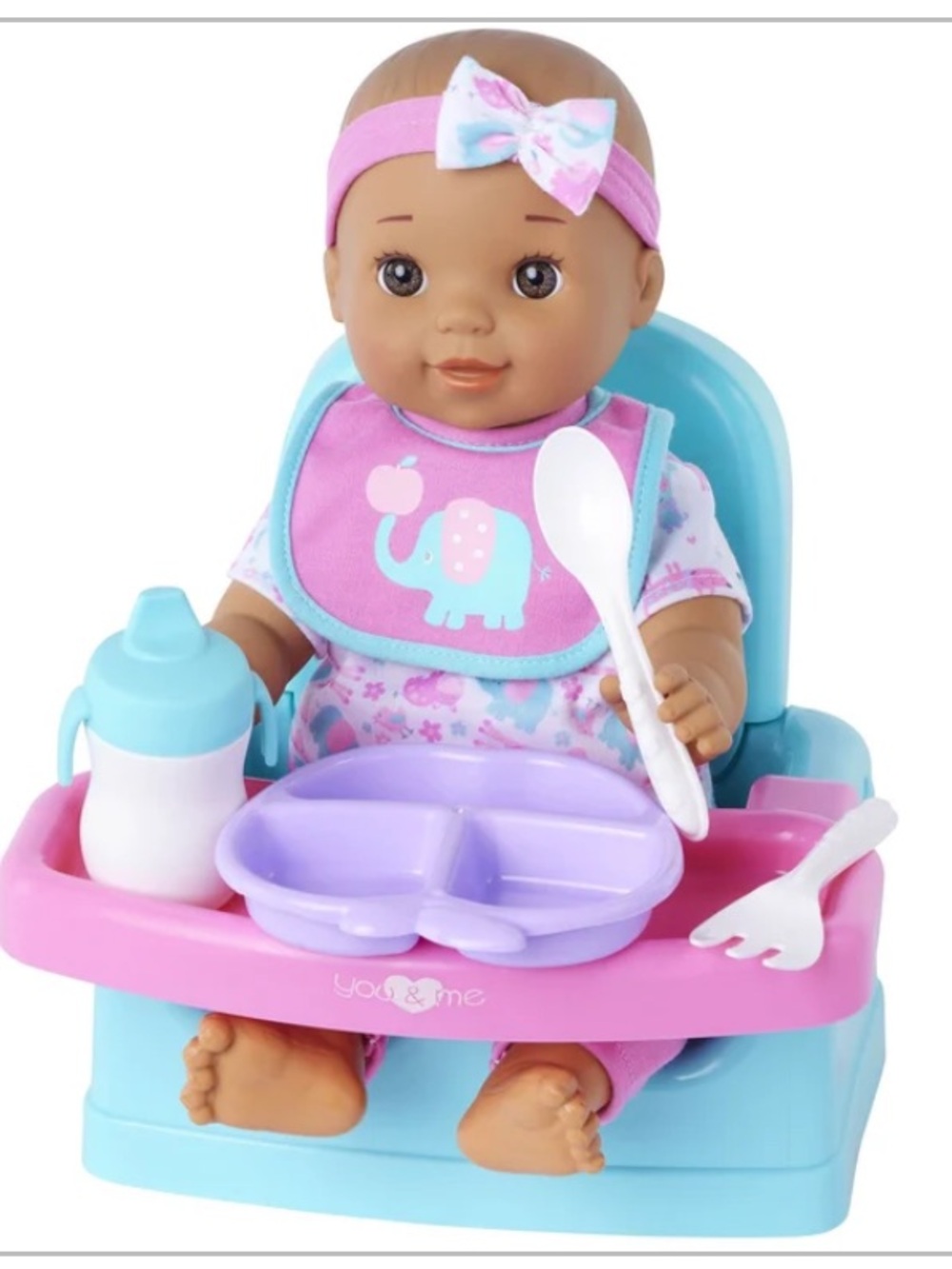 Baby Feeding Doll with Pink & Blue Mealtime Set - Picture 9 of 9
